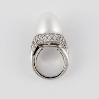 Estate Henry Dunay Baroque Pearl Ring with Diamonds