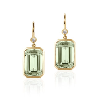 Goshwara 18K Gossip Emerald-Cut Praisiolite Drop Earrings with Diamonds