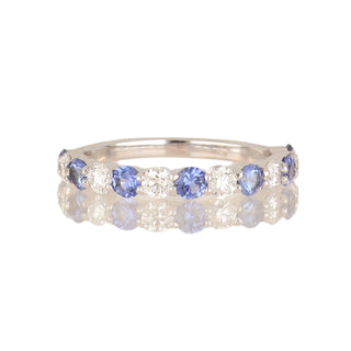 Tenenbaum 18K White Gold Sapphire& Diamond Half Band