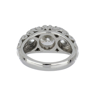 Estate Platinum GIA 2.22 Carat Round Brilliant-Cut Diamond Three Stone Engagement Ring