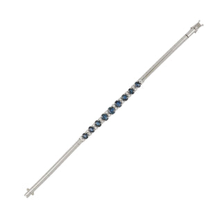 Vintage 1990s 18K White Gold Graduated Sapphire Line Bracelet