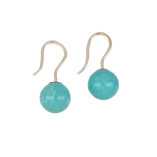 Estate 14K White Gold Turquoise Bead Drop Earrings