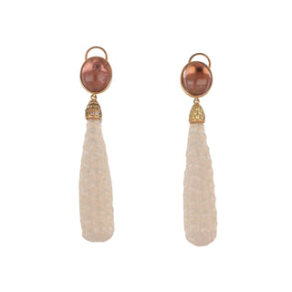 Tenenbaum 18K Rose Gold Pink Tourmaline, Rose Quartz & Yellow Diamond Drop Earrings