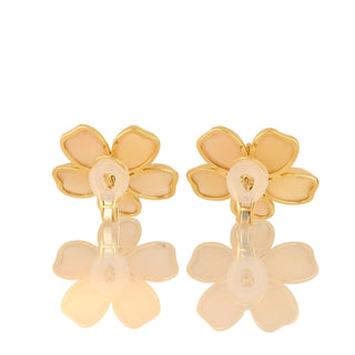 Tenenbaum 18K Gold Orange Opal Flower Earrings with Diamonds