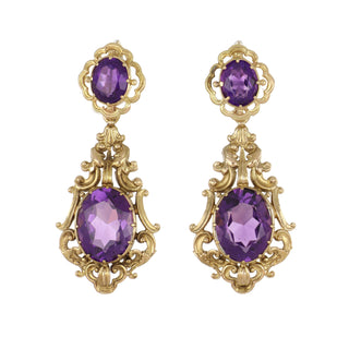 14K Gold Amethyst Day/Night Earrings