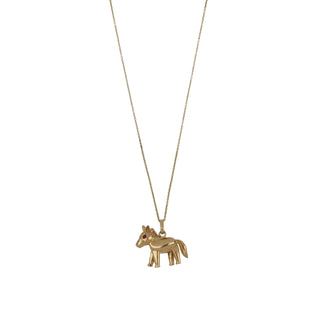 Vincent Peach 14K Small Horse Pendant Necklace with Ruby Eyes