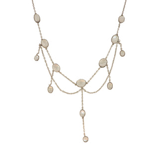 Victorian Sterling Silver Moonstone Festoon Necklace