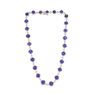 Tenenbaum Collection 18K White Gold Tanzanites Link Necklace with Diamond