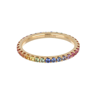 Lisa Nik 18K Rose Gold Multicolored Sapphire Rainbow Eternity Ring