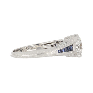 Estate 18K White Gold GIA Art-Deco Style Engagement Ring