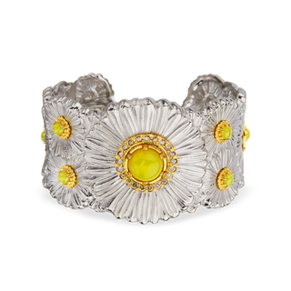 Buccellati Sterling Silver Daisy Cuff Bracelet in Yellow Agate