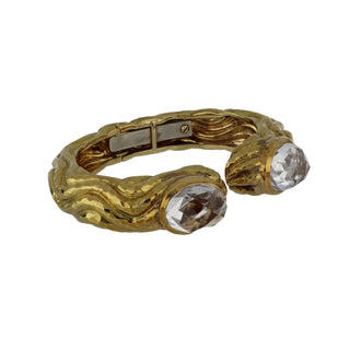 Vintage David Webb 18K Gold Rock Crystal Wave Cuff Bracelet