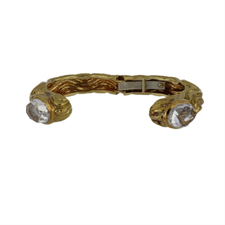 Vintage David Webb 18K Gold Rock Crystal Wave Cuff Bracelet