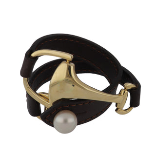 Vincent Peach 14K Snaffle Bit Leather Wrap Bracelet