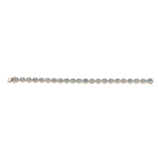 14K White Gold Aquamarine Line Bracelet with Diamonds