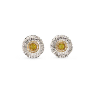 Buccellati Blossoms Color Yellow Agate & Diamond Daisy Button Earrings
