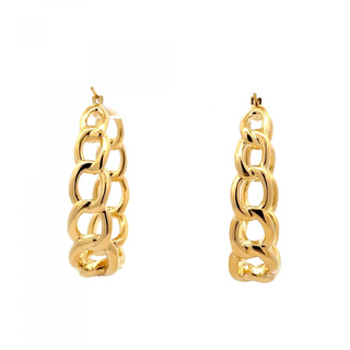 Antonio Papini 18K Gold Graduated Link Hoop Earrings