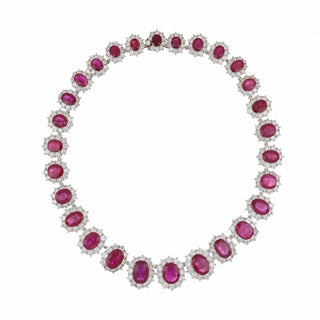 Estate 18K White Gold & Platinum East African Ruby & Diamond Jewelry Suite