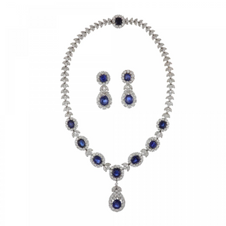 Important Mid-Century Petochi Platinum Sapphire and Diamond Demi-Parure