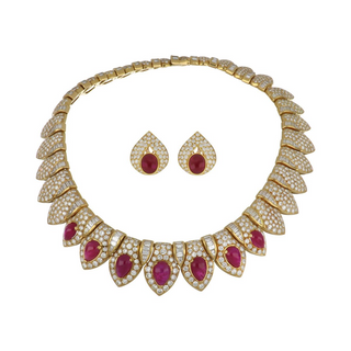 Important Eric Bertrand Cabochon Ruby & Diamond Jewelry Suite