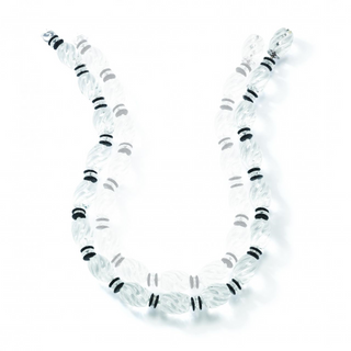 Seaman Schepps 18K White Gold Torchon Necklace in Carved Crystal, Onyx, & Diamonds