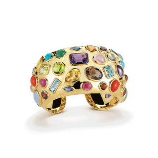 Seaman Schepps 18K Gold Multi Gemstone Fifties Cuff Bracelet