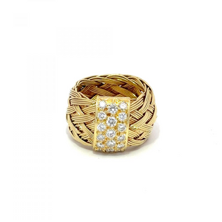 Estate Henry Dunay 18K Gold Woven Band with Diamonds