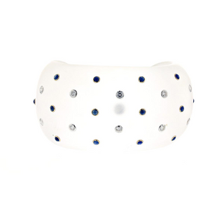 Estate Trianon Two-Tone Rock Crystal Cuff Bracelet with Diamonds