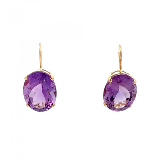 Estate 18K Gold Amethyst Drop Earrings
