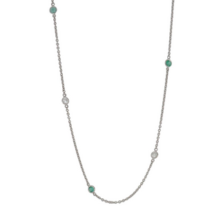 Tenenbaum 18K White Gold Emerald & Diamonds By The Yard Necklace
