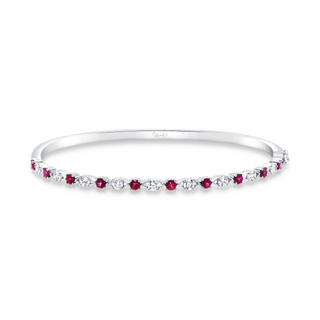 18K White Gold Ruby and Diamond Bangle Bracelet