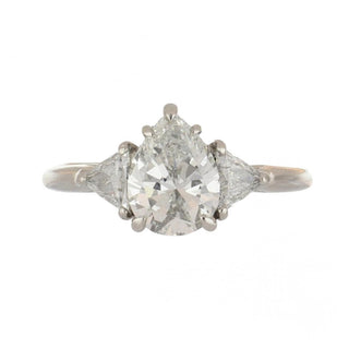 2000s GIA 1.45 Carat Pear Cut Diamond Solitaire with Side Stones Engagement Ring