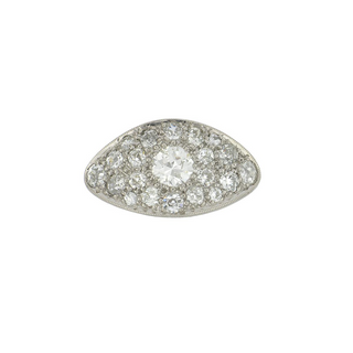 Retro Platinum Old European-Cut Diamond Cluster Ring