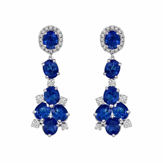 18K White Gold Sapphire Day/Night Earrings with Diamonds