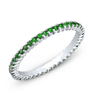 Tenenbaum 18K White Gold Tsavorite Garnet Eternity Band
