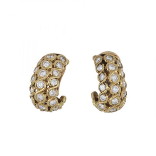 Vintage Vourakis 18K Gold Diamond Loop Clip Earrings