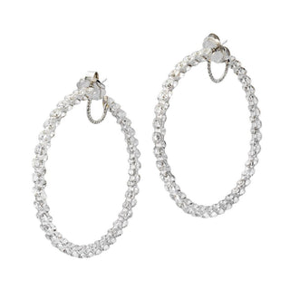 Estate 18K White Gold Diamond Hoop Earrings