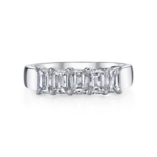 Platinum Emerald Cut Diamond 5 Stone Band