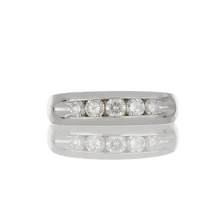 Estate 14K White Gold Diamond 5 Stone Band