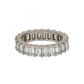 Vintage 1970 Platinum Emerald Cut Diamond Eternity Band