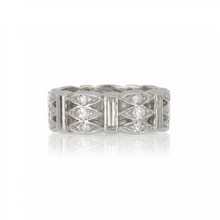 Art Deco Platinum Alternating Diamond Eternity Band