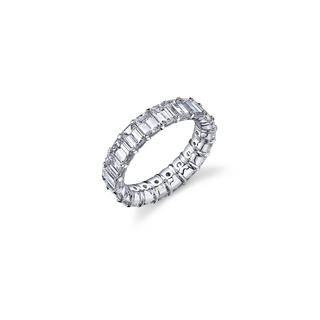 Platinum Emerald Cut Diamond Eternity Band