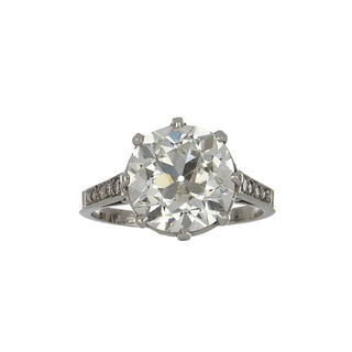 Tenenbaum GIA 4.63 Carat Antique Old European-Cut Diamond Solitaire Engagement Ring