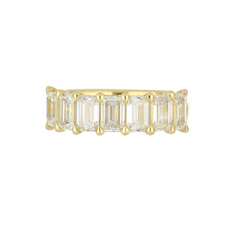 18K Gold Emerald Cut Diamond Half Band