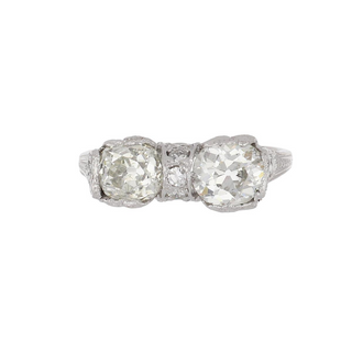 Art Deco Platinum Twin Stone Diamond Engagement Ring