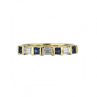 18K Gold Baguette Cut Diamonds 7 Stone Band