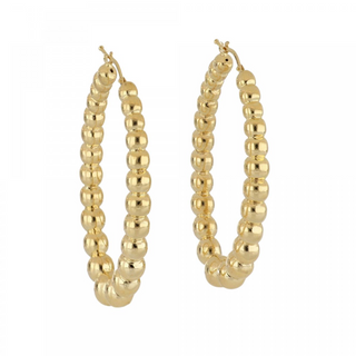 Lisa Nik 18K Gold Beaded Oval Hoop Earrings