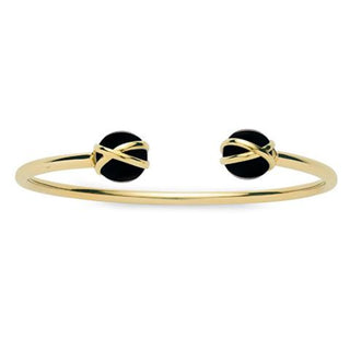 L. Klein 18K Gold Black Agate Prisma Cuff Bracelet