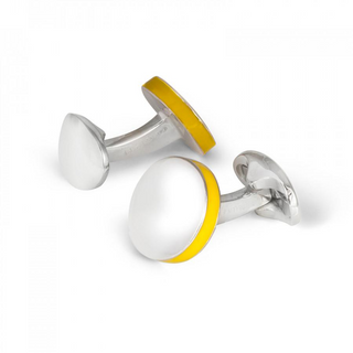 Deakin & Francis Sterling Silver Cufflinks with Yellow Enamel Edge