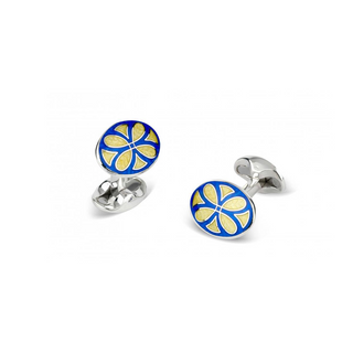 Deakin & Francis Sterling Silver Patterned Enamel Cufflinks